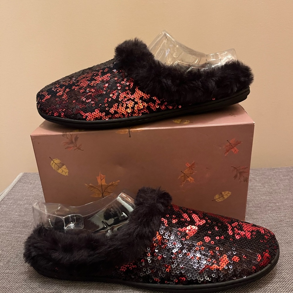 New. Charter club fur bedazzles house slippers 
Comfortable and warm. Size 9